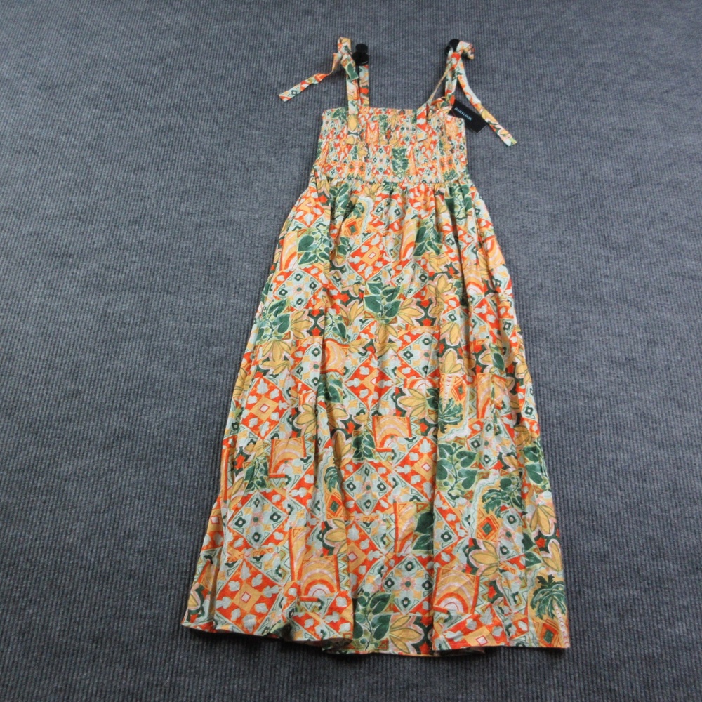 Rielle Dress Womens S Yellow Floral Maxi Square Neck Strappy Pockets NWT